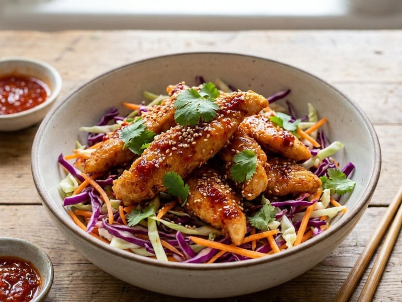 Chili Chicken with Asian Coleslaw | Crispy & Crunchy
