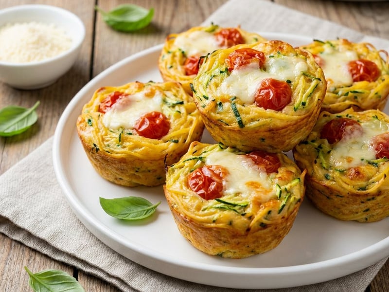 Knusprige Spaghetti-Muffins mit Sommergemüse | Feierabend-Blitzrezept