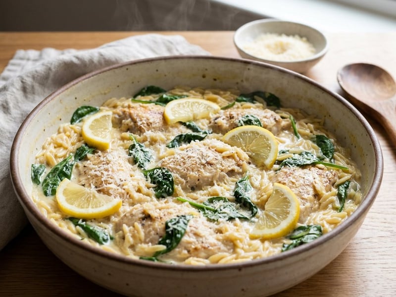 Cremiges Zitronen-Hähnchen mit Orzo | Feierabendküche