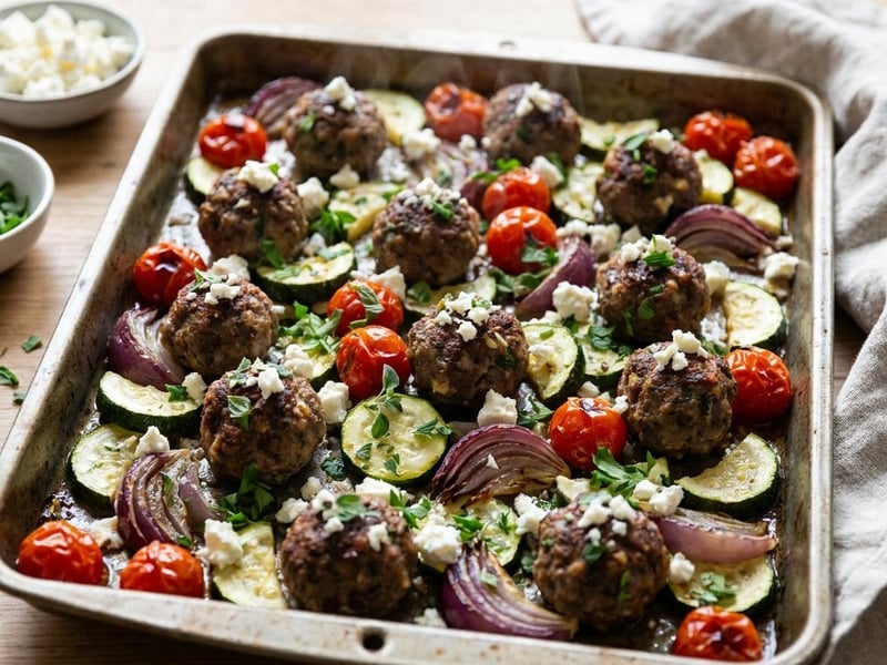 Greek Sheet Pan Meatballs | Quick Weeknight Dish