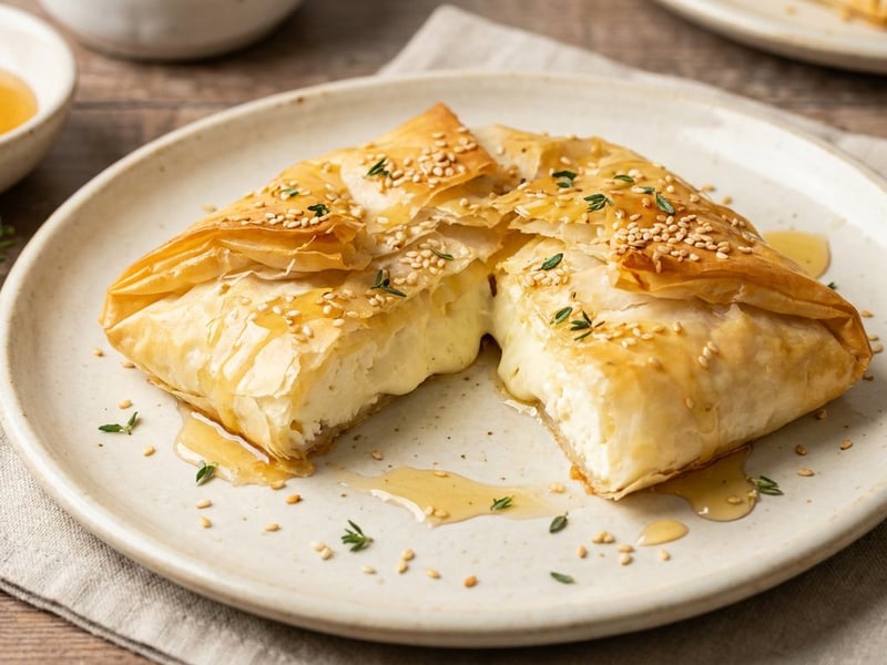 Knuspriger Feta im Filoteig | Mit Honig & Sesam