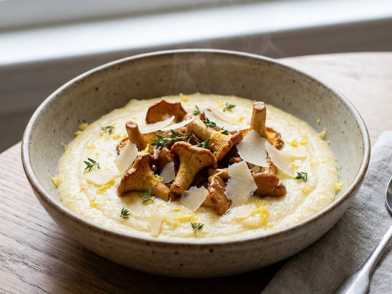 Cremige Zitronen-Polenta mit Pfifferlingen | Sommergenuss