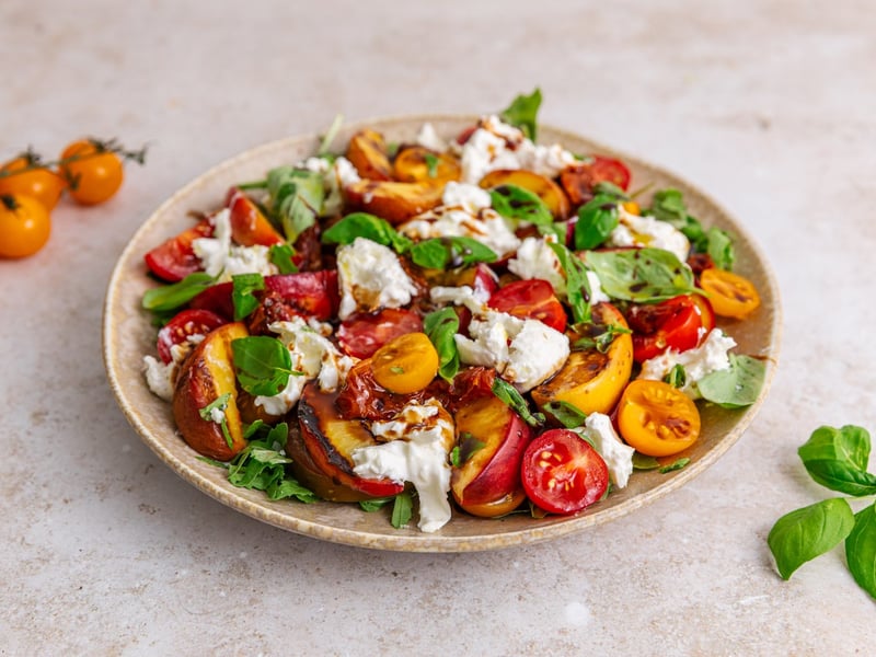 Salad with Grilled Peaches and Burrata