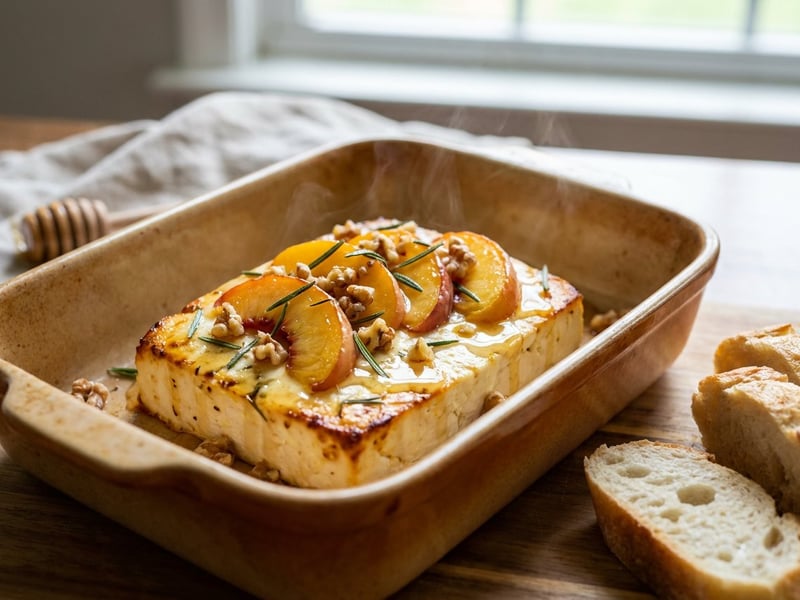 Baked Feta with Peaches & Honey | Summer Delight
