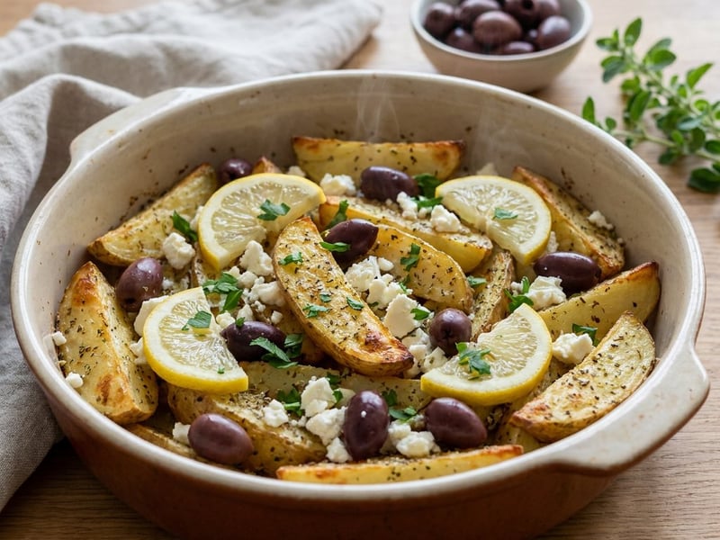 Griechische Zitronenkartoffeln | Mit Feta & Oliven