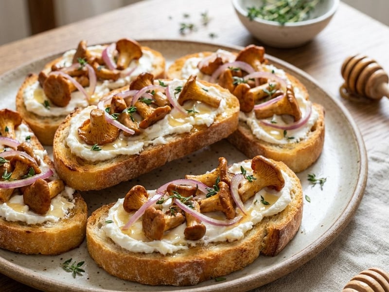 Pfifferling-Bruschetta mit Ziegenkäse | Sommergenuss