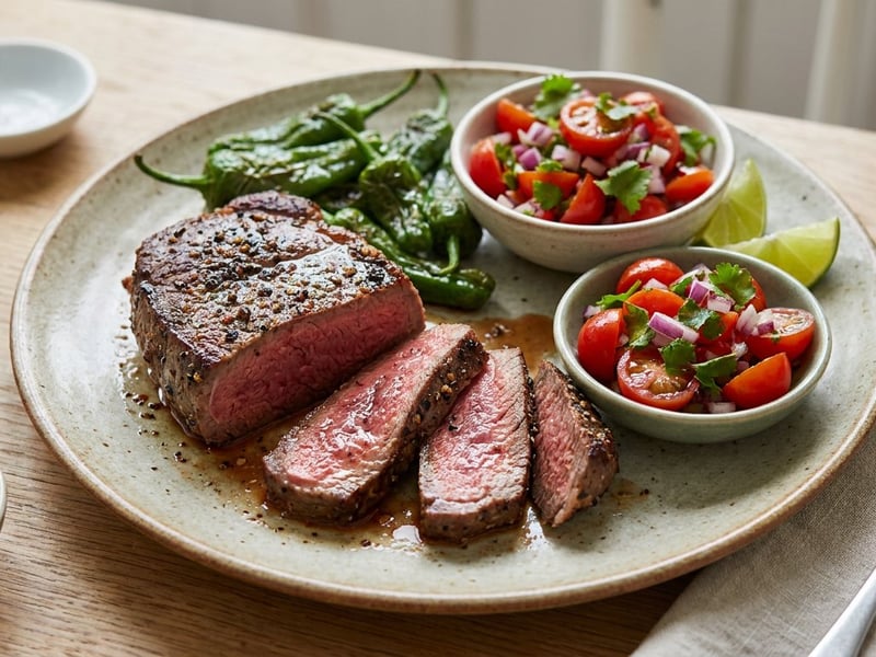Pfeffer-Rumpsteak mit Pimientos | Frische Sommer-Salsa