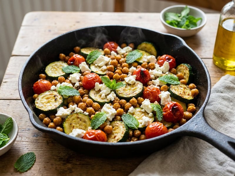 Zucchini and Chickpea Skillet with Feta | Quick After-Work Meals