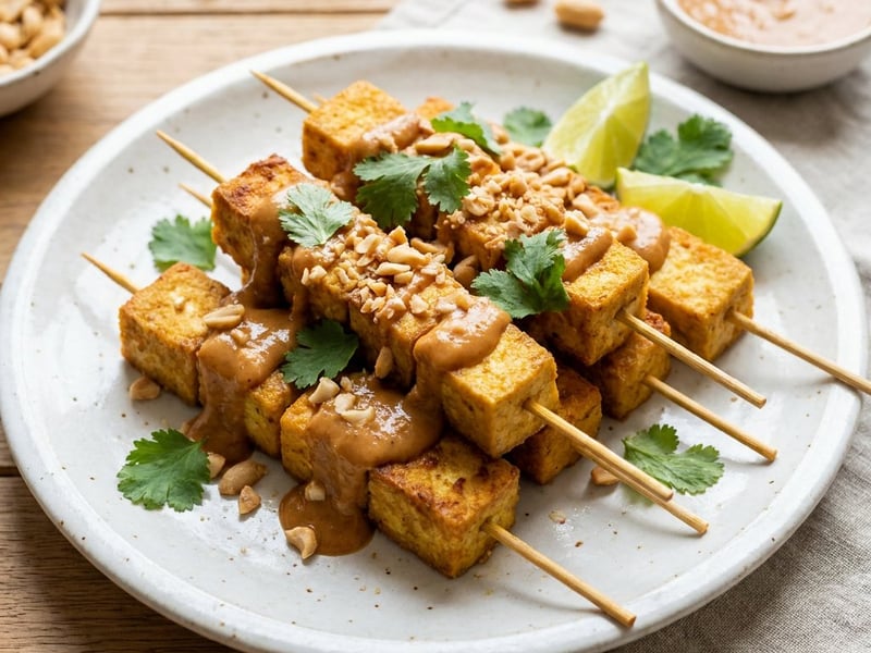 Crispy Tofu Satay Skewers | Vegan Summer Cuisine
