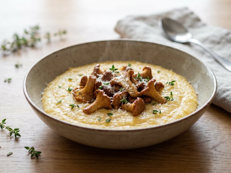 Cremige Polenta mit Pfifferlingen | Spätsommergenuss
