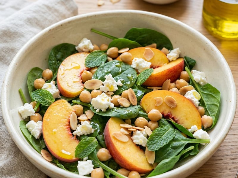 Pfirsich-Kichererbsen-Salat mit Feta | Sommerlicher Genuss