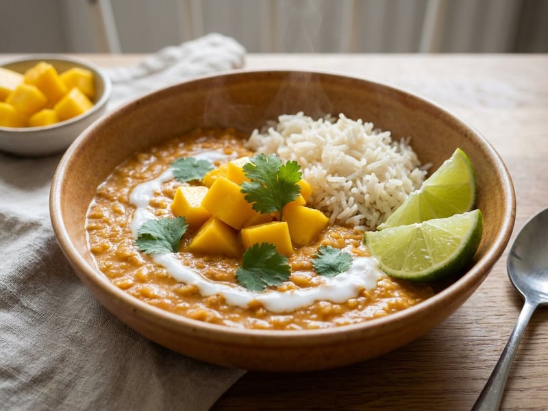 Indian Mango Coconut Lentil Curry | Fruity & Spicy