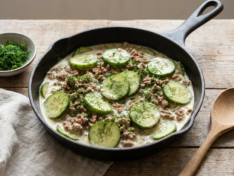 Schmorgurken mit Hackfleisch | Schnelle Sommer-Pfanne
