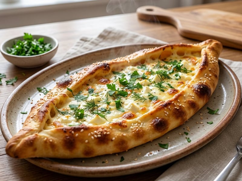 Turkish Cheese Pide (Peynirli Pide) | Crispy & Juicy