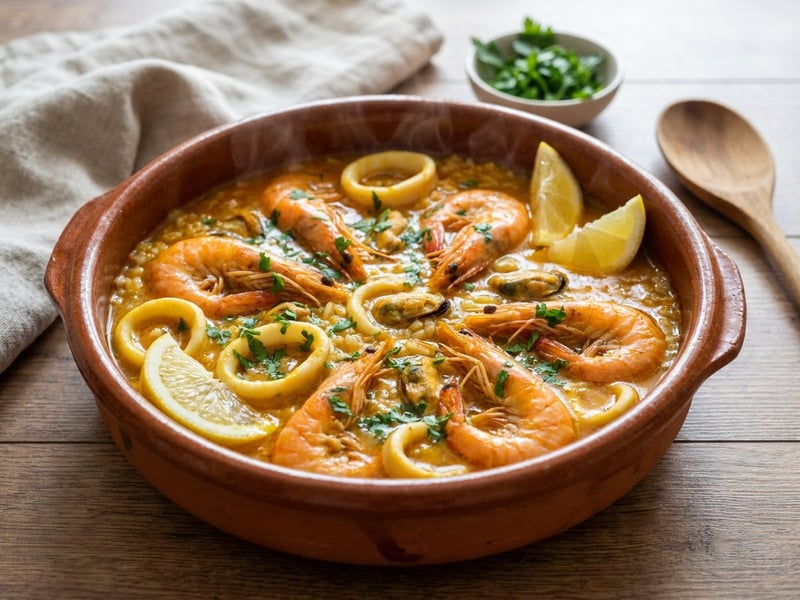 Spanischer Arroz Caldoso | Meeresfrüchte-Reiseintopf