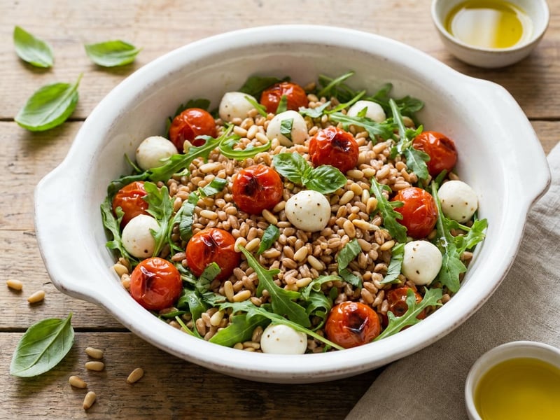 Tuscan Farro Salad with Mozzarella | Summery & Fresh