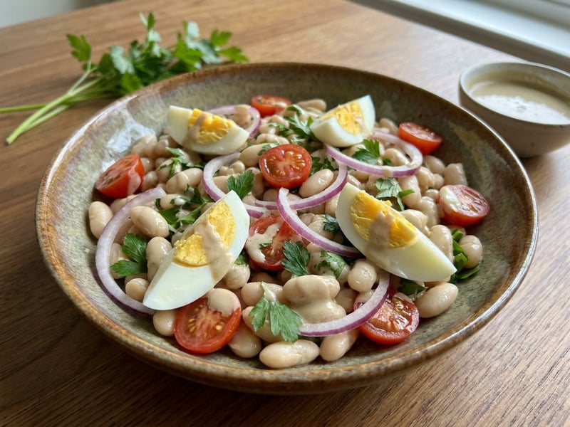 Turkish Piyaz | Spicy Bean Salad with Tahini & Egg