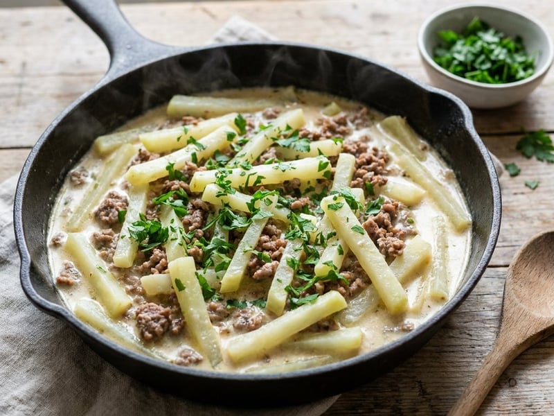 Kohlrabi and Minced Meat Skillet | Quick & Hearty