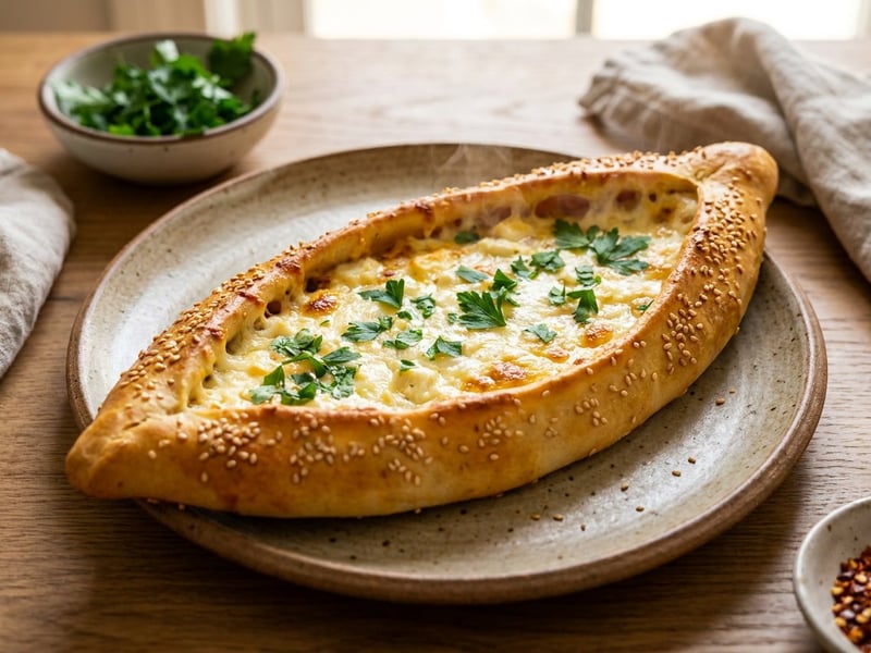 Türkische Käse-Pide | Knusprige Käseschiffchen