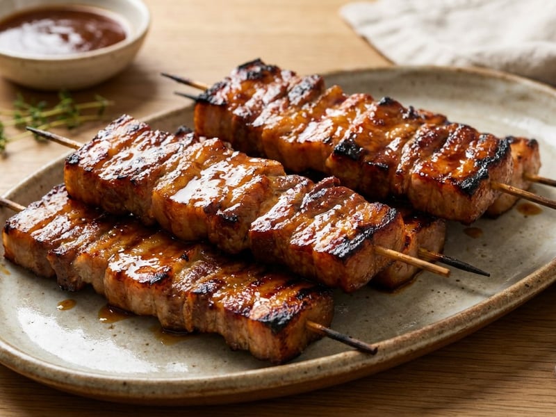Gegrillte BBQ-Schweinebauch-Spieße | Knusprig & Saftig