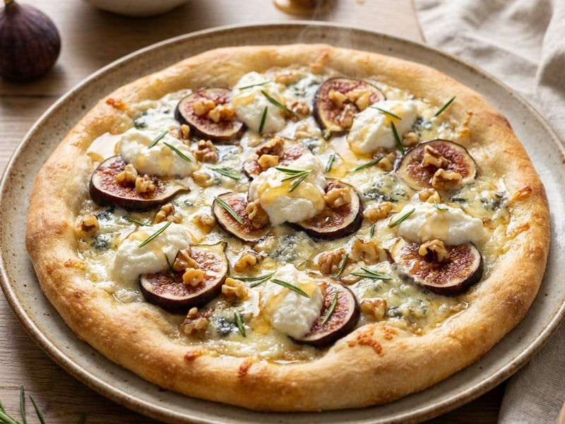 Pizza Bianca mit Feigen und Gorgonzola | Knusprig & cremig
