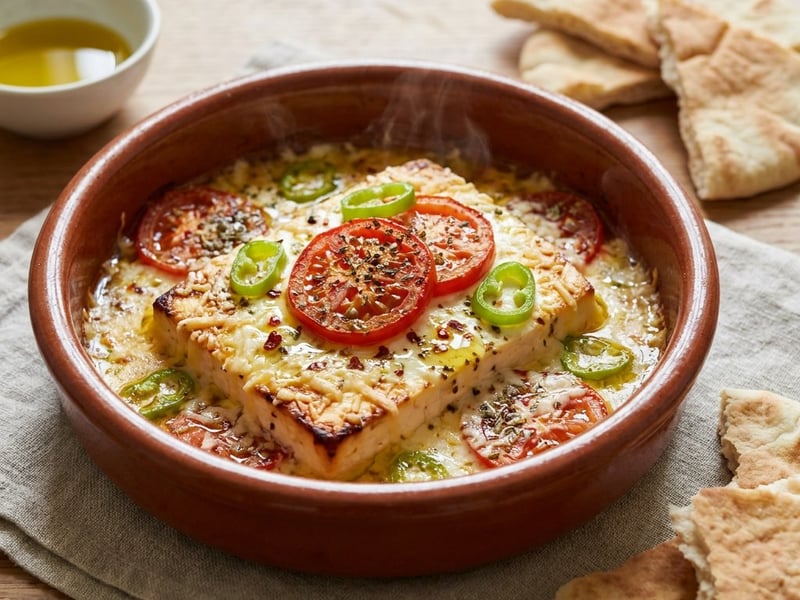 Greek Bouyiourdi | Baked Feta with Bell Peppers
