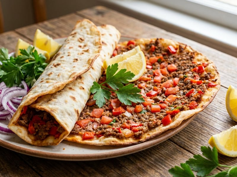Lahmacun | Turkish Street Food Pizza with Minced Meat