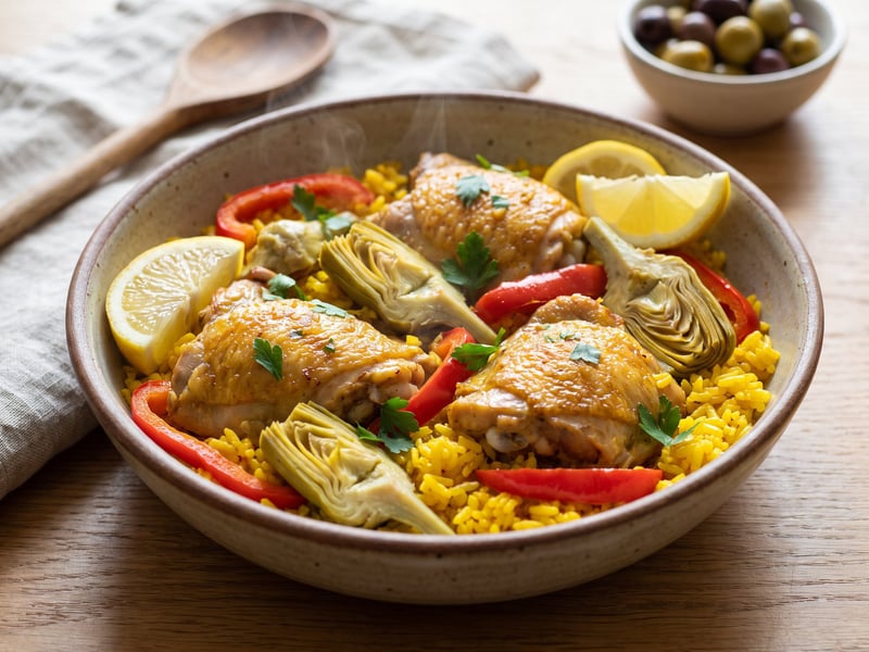 Spanish Chicken and Rice Pot with Artichokes | One-Pot Delight