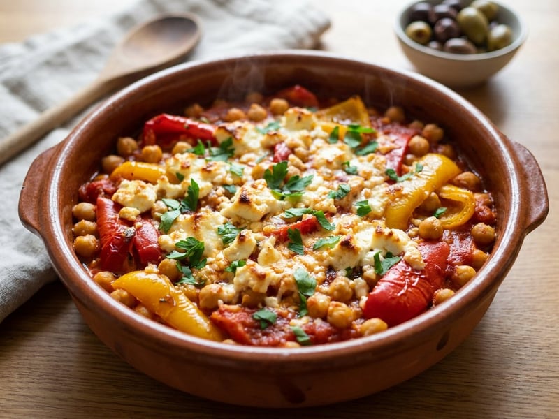Mediterraner Paprika-Kichererbsen-Auflauf | Schneller Ofengenuss