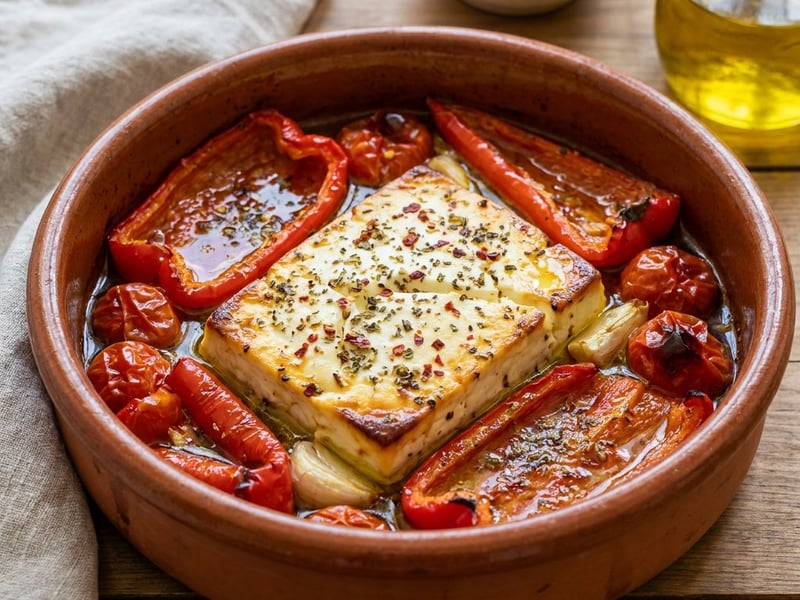 Griechisches Bouyiourdi | Paprika-Feta-Auflauf