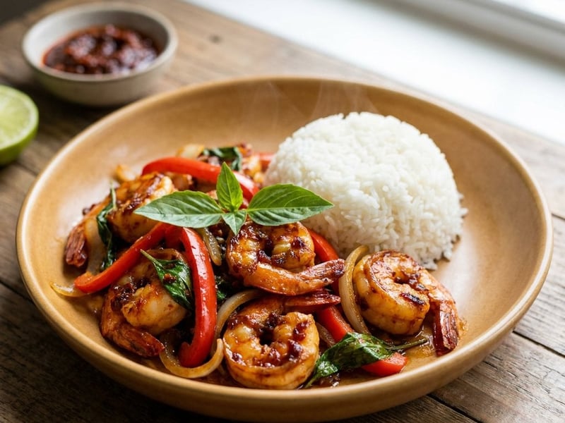 Goong Pad Prik Pao | Wok Prawns with Thai Basil