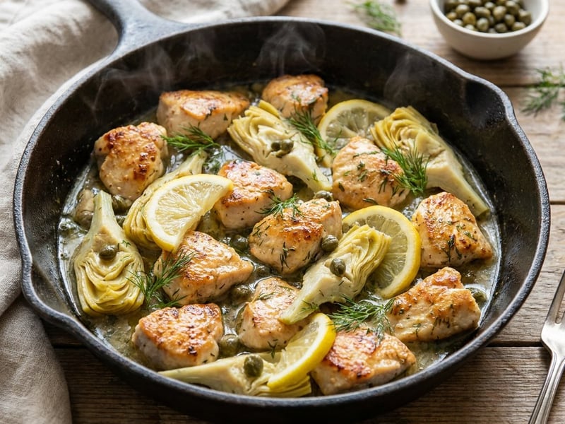 Greek Lemon Chicken with Artichokes | In 25 Minutes