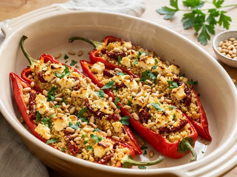 Gefüllte Spitzpaprika mit Couscous & Feta | Aus dem Ofen