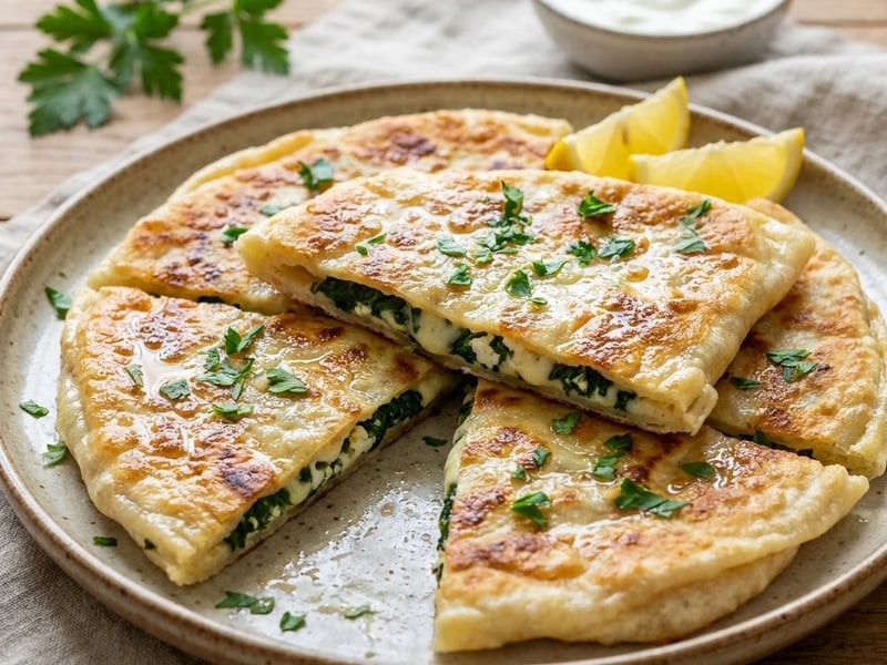 Türkische Käse-Spinat-Gözleme | Knusprige Pfannenfladen