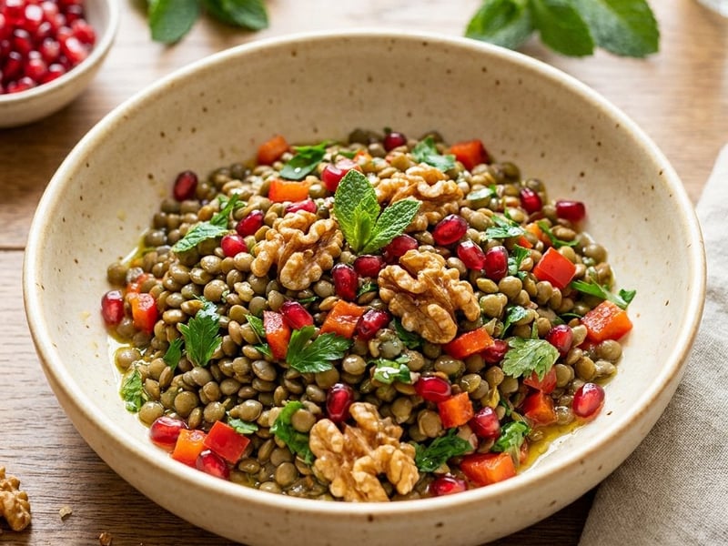 Turkish Lentil Salad | With Walnut & Pomegranate