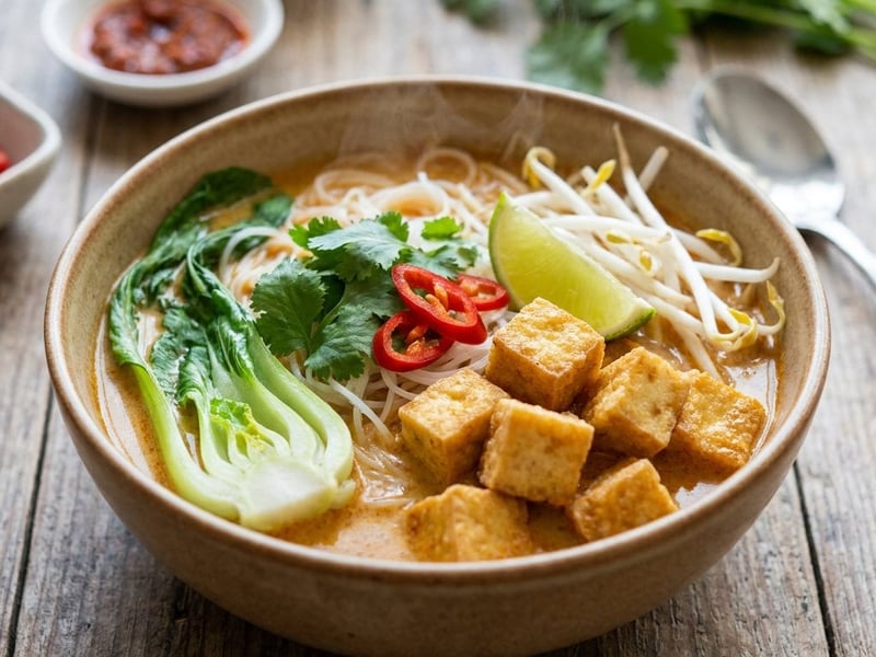Malaysische Laksa mit Tofu | Cremig & Würzig