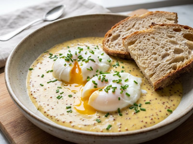 Poached Eggs in Mustard Sauce | Creamy Brunch Classic