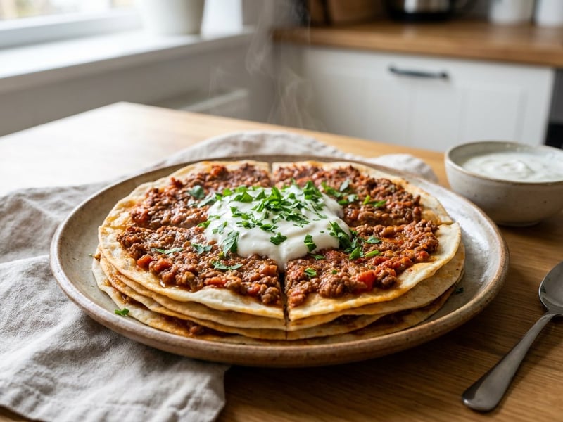 Kayseri Yağlama | Turkish Layered Flatbread with Minced Meat