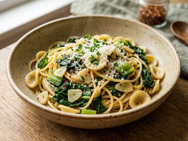 Pasta with Sauteed Swiss Chard & Garlic | In 20 Min.