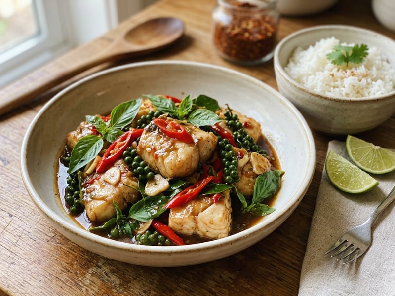 Pad Cha Pla | Fiery Thai Wok Fish with Basil