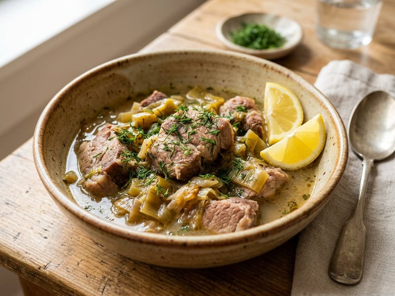 Griechischer Schweinetopf mit Lauch | Zart geschmort