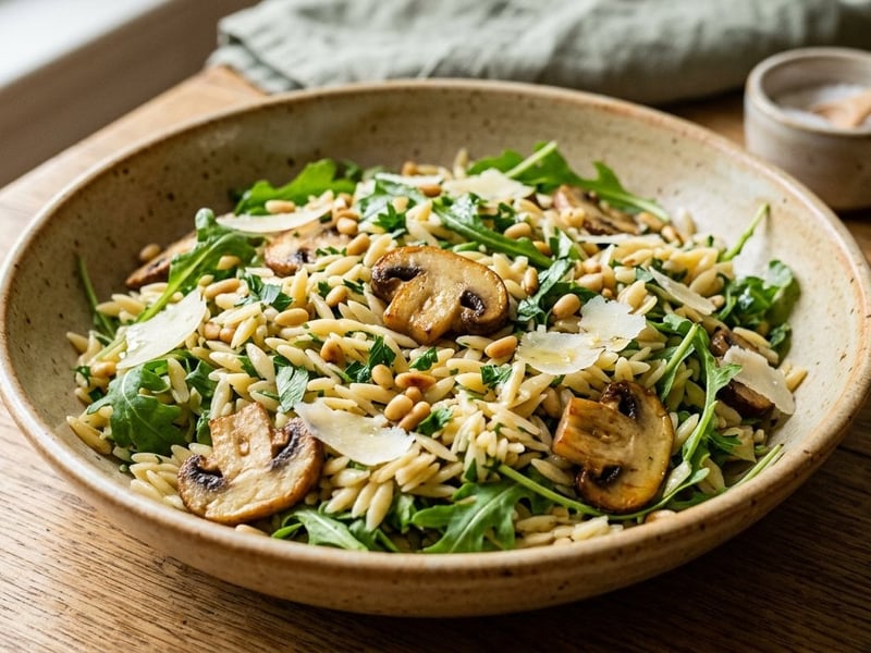 Italienischer Orzo-Salat mit Pilzen | Warmer Genuss