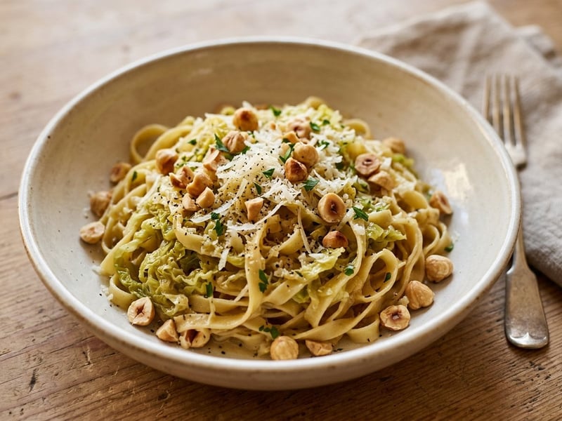 Pasta with Savoy Cabbage & Hazelnuts | Autumnal Delight
