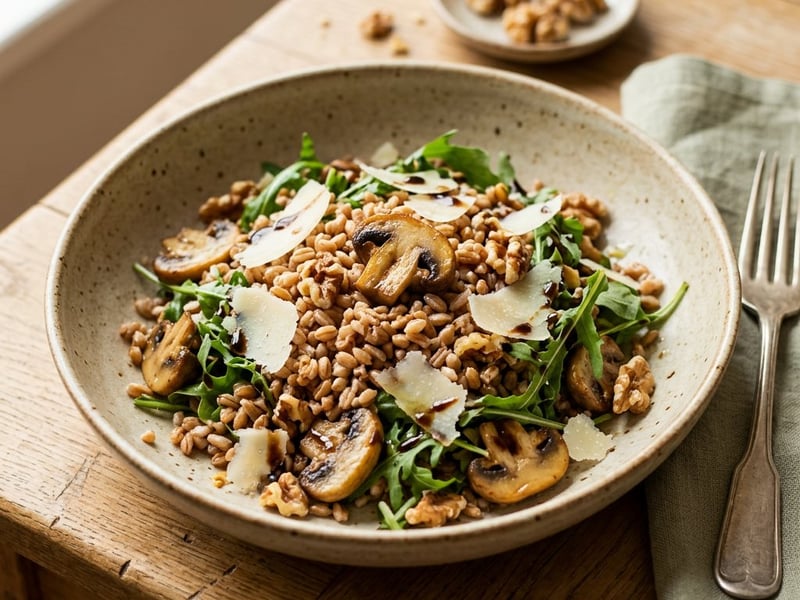 Tuscan Farro Salad with Mushrooms | Hearty & Warm