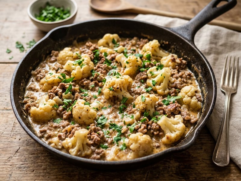 Cauliflower and Minced Meat Skillet | Served in 25 minutes