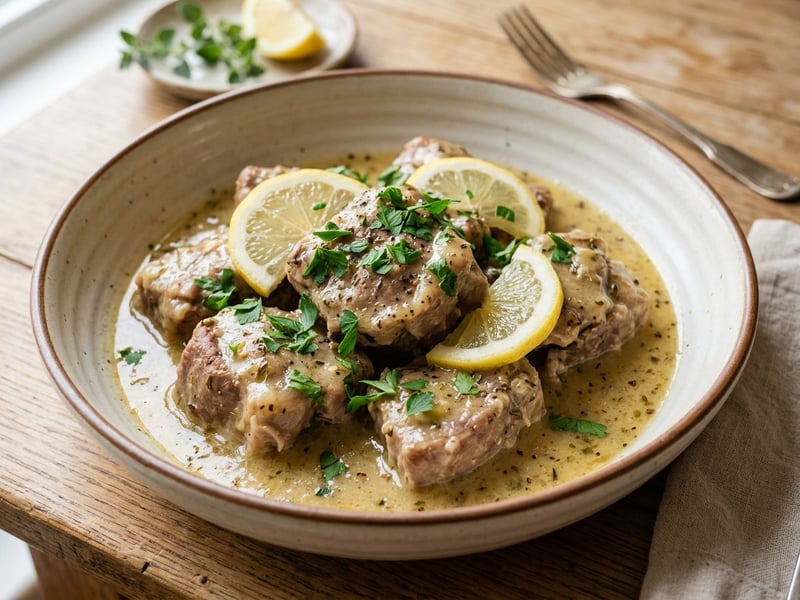 Griechisches Zitronen-Schweinefleisch | Zart & aromatisch