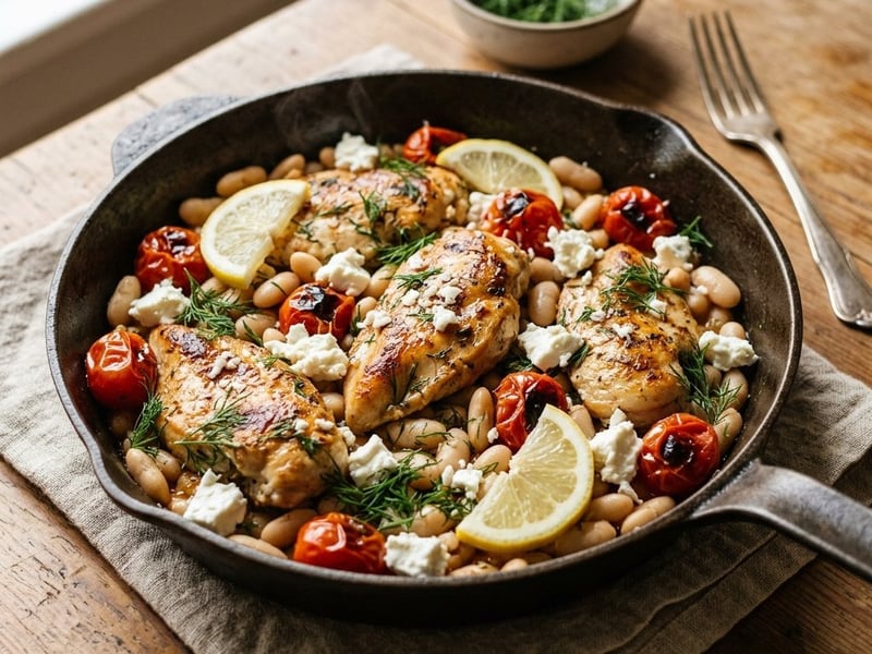 Greek Lemon Chicken with Beans | In 20 Minutes