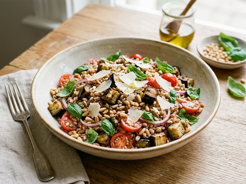 Farro Salad alla Norma | With Roasted Aubergine