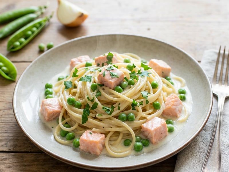 Creamy Pasta with Salmon and Peas