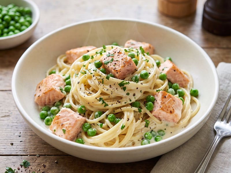 Creamy Pasta with Salmon and Peas